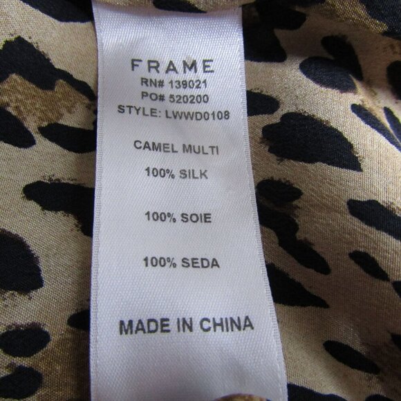 FRAME Leopard 100% SILK S M Animal Print Safari Quiet Luxury Mob Wife Dress - Picture 9 of 11